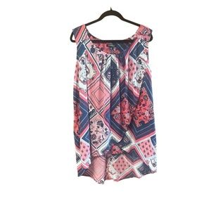 Roz & Ali Mixed Print Layered‎ High Low Sleeveless Blouse
